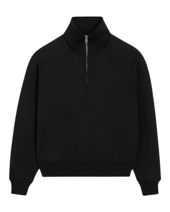 AMI Paris – Black Ami de Coeur Sweatshirt cu fermoar